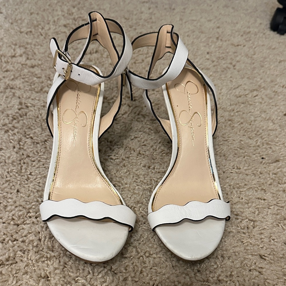 Jessica Simpson White Strappy Heels